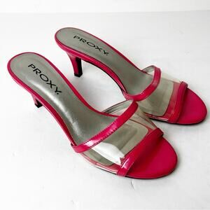 SZ 7 Vintage Proxy & Clear Open Toe Mule Sandals Y2K